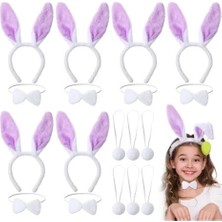 Butik Bfs Lila Mor Tavşan Kulak Papyon Kuyruk 3&amp;#39;lü Parti Seti