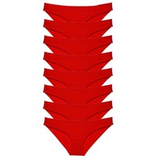 Leopardess 8 adet Süper Eko Set Likralı Kadın Slip Külot Kırmızı