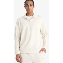 DeFacto NBA Brooklyn Nets Relax Fit Polo Yaka Yarım Fermuarlı Modal Sweatshirt F1070AX25WN