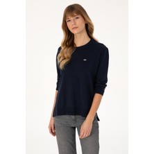 U.S. Polo Assn. Kadın Lacivert Bisiklet Yaka Basic Kazak 50313579-VR033