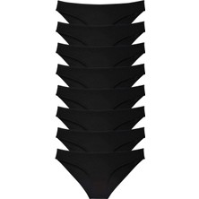 Leopardess 8 adet Süper Eko Set Likralı Kadın Slip Külot Siyah