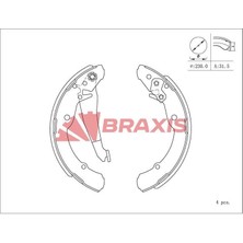 Braxis Arka Fren Balatası Pabuc Octavıa All 96 Caddy 1,4 1,6 1,7sdı 1,9d 1,9sdı