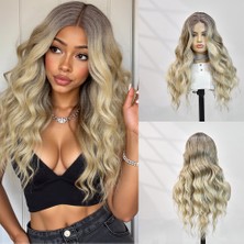 Elma Shop Kumral Dore Sarı Ombre ve Balköpüğü Röfleli Tül Peruk