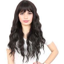 Elma Shop Perçemli Uzun Su Dalgası Fiber Sentetik Peruk/ Kahverengi