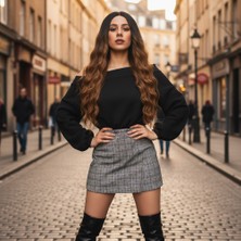 Elma Shop Fiber Sentetik Uzun Su Dalgası Peruk / Siyah / Karamel Ombreli