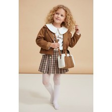 Miniğimin Cicileri Mimiğimin Cicileri  Süet Ceketli Çantalı 4'lü Kız Çocuk takım -Taba