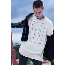 Fuddy Moda Unisex Evanescence Yazılı Tişört, Oversize Rock Müzik Temalı Bisiklet Yaka T-Shirt