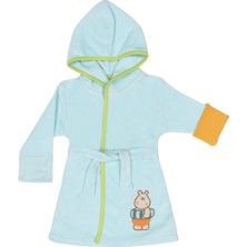 Organickid Hippo Çocuk Mavi Turuncu Bornoz