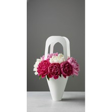 Esila Kağıtçılık 1 Adet Buket ve Saksı Çiçek Taşıma Için Beyaz Lüks Çanta