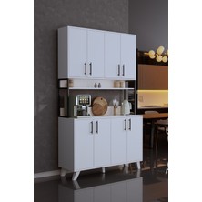 Pratico Volk 8 Kapaklı Kahve Köşesi Çok Amaçlı Mutfak Dolabı Beyaz