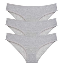 Leopardess 3 adet Süper Eko Set Likralı Kadın Slip Külot Gri