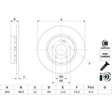 Bosch 0986479H49 - Fren Dıskı Arka Mercedes C-Class W205 S205 C205 A205