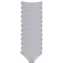 Leopardess 12 adet Süper Eko Set Likralı Kadın Slip Külot Gri