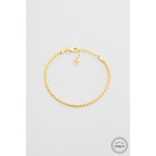 So CHIC Milano 18 Ayar Sarı Altın Kaplama 19 cm Gümüş Italyan Bileklik