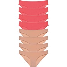 Leopardess 8 Adet Süper Eko Set Likralı Kadın Slip Külot Fuşya Ten