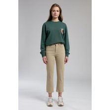 Lee Cooper Clara Yüksek Bel Düz Kesim Düz Paça Yağ Yeşili Kadın Pantolon