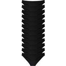 Leopardess 12 adet Süper Eko Set Likralı Kadın Slip Külot Siyah