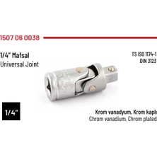 İzeltaş 1/4" Üniversal Mafsal | Krom Vanadyum, Açılı ve Köşeli Lokma Çalışma Aparatı
