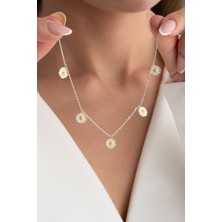 Çekirdek Jewelry 925 Ayar Gümüş Coklu Papatya Kolye