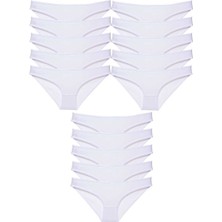 Leopardess 15 adet Süper Eko Set Likralı Kadın Slip Külot Beyaz