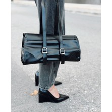 I Love Shoes Laretta Vintage Baget Çanta Siyah Mat Deri