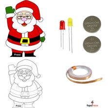 Eding Yeni Yıl Yılbaşı  Noel Baba  Kağıt Devre Kiti Stem   - CR2032,LED,BAKIR Iletken Bant 2 Metre