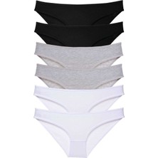 Leopardess 6 adet Süper Eko Set Likralı Kadın Slip Külot Siyah Gri Beyaz