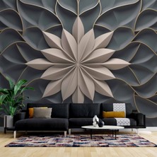 Duvar Kağıdı Baskı 3 Boyutlu Beyaz Çiçek, Kabartma Siyah Duvar Kağıdı