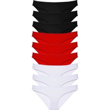 Leopardess 9 adet Süper Eko Set Likralı Kadın Slip Külot Siyah Kırmızı Beyaz