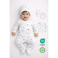 Sezgibaby Erkek Bebek Desenli5'li Hastane Çıkışı Zıbın Yenidoğan Seti %100 Pamuk