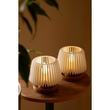 Alwen Orion | Dekoratif LED Tealight Mumluk | Masaüstü Aydınlatma | 2'li Set | 7x7,5 cm