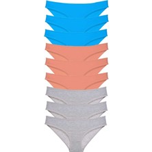 Leopardess 9 adet Süper Eko Set Likralı Kadın Slip Külot Pudra Gri Mavi