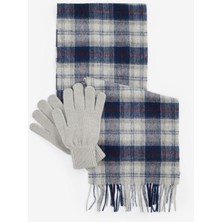 Barbour Tartan Atkı ve Eldiven Hediye Seti TN27 Blue Granite