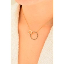 Cebeci 14 Ayar Siyah Çemberli Altın Kolye