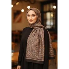 Afvente Klasik Desen Kahve Pamuk Şal