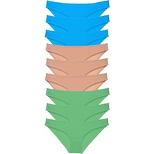 Leopardess 9 adet Süper Eko Set Likralı Kadın Slip Külot Yeşil Ten Mavi