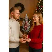 Okavango 1 Adet Ultra Lüx Karlı Kokina Çiçeği Yılbaşı Hediyesi Yılbaşı Süsü Beyaz Kırmızı Karlı