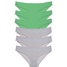 Leopardess 6 adet Süper Eko Set Likralı Kadın Slip Külot Yeşil Gri