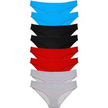 Leopardess 8 adet Süper Eko Set Likralı Kadın Slip Külot Siyah Kırmızı Gri Mavi