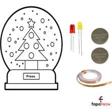 Eding Yeni Yıl Yılbaşı  Kar Küresi  Kağıt Devre Kiti Boyama Stem  - CR2032,LED,BAKIR Iletken Bant 2 Metre