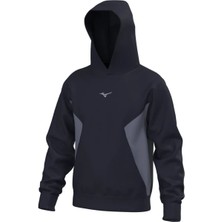 Mizuno Athletics Hoodie Erkek Kapüşonlu Sweatshirt Lacivert / Gri Düz Desenli Rahat Kesim