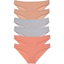 Leopardess 6 adet Süper Eko Set Likralı Kadın Slip Külot Ten Gri Pudra