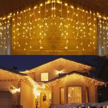 Coverzone 4 Metre Saçaklı Sarkıt Perde LED Işık - 120 Ledli Eklenebilir Tasarım - Fişli Yılbaşı ve Noel Süsleme Aydınlatması - Ev, Oda, Balkon ve Çam Ağacı Dekoratif Işık Zinciri - Gün Işığı