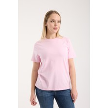 G-FOX Kadın %100 Pamuk Basic Yuvarlak Yaka Kısa Kollu Rahat Normal Kalıp Esnek Günlük Tişört 6010