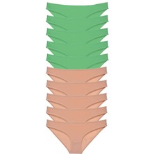 Leopardess 10 adet Süper Eko Set Likralı Kadın Slip Külot Yeşil Ten