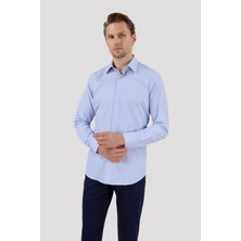 Paco Romano Erkek Slim Fit Çizgili Açık Lacivert Gömlek