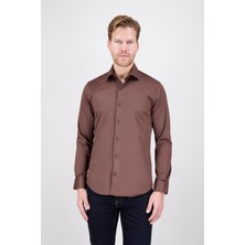 Paco Romano Erkek Kahverengi Slim Fit Gömlek