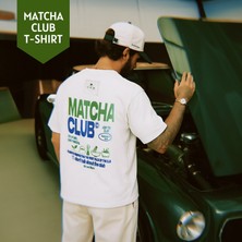 Mim And More Matcha Club Baskılı Unisex Oversize Tişört – Modal Kumaş, Hafif ve Rahat T-Shirt