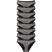 Leopardess 8 Adet Leopar Desenli Likralı Yumuşak Dokulu Kadın Slip Külot