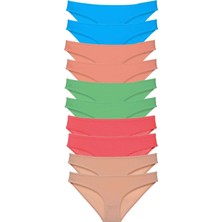 Leopardess 10 adet Süper Eko Set Likralı Kadın Slip Ten Pudra Yeşil Fuşya Mavi